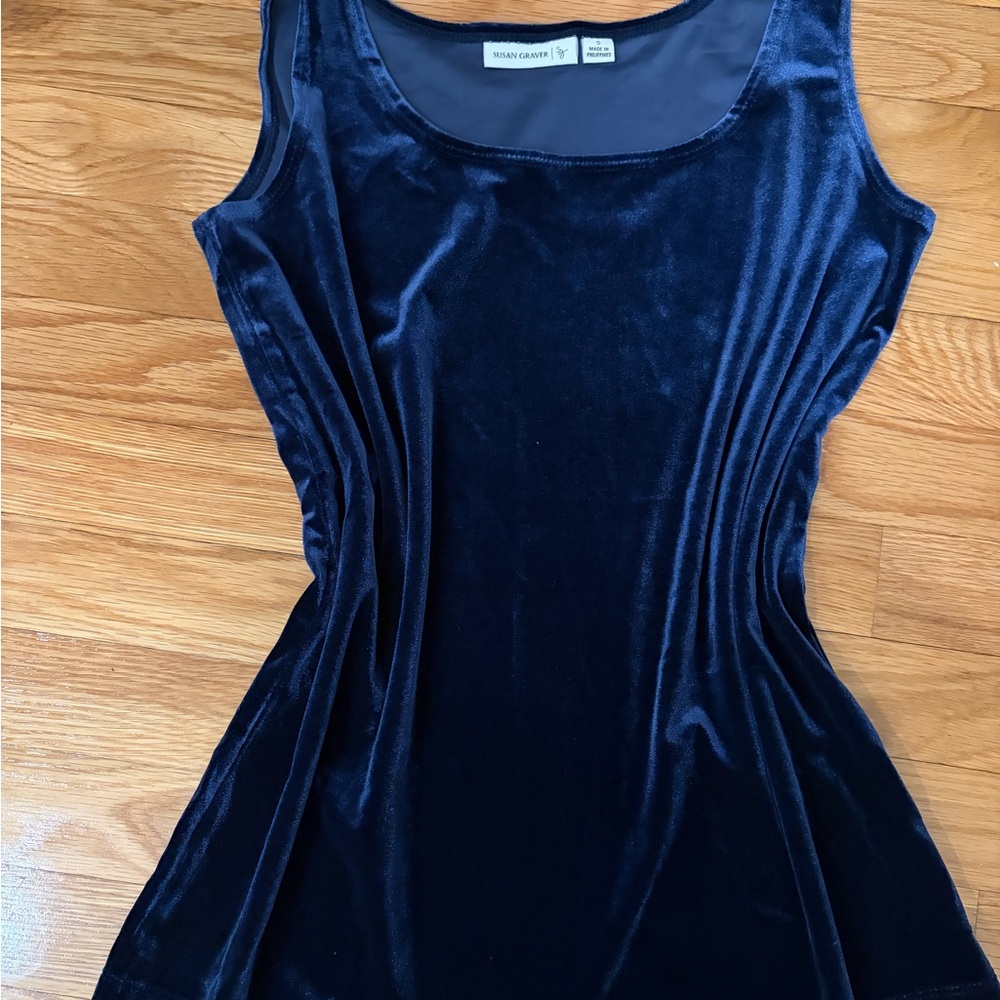Susan Graver Velvet Tank Top - Deep Blue